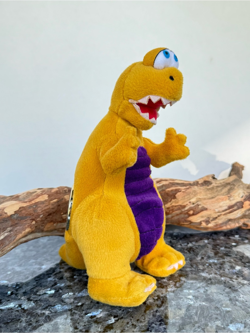 RARE Vintage Tussionex Pharmaceutical Yellow Dinosaur, 8” Plush Collectible 2003